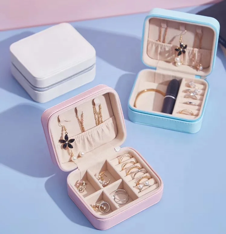 

Fashion pu leather portable travel jewelry box organizer moq 1pcs