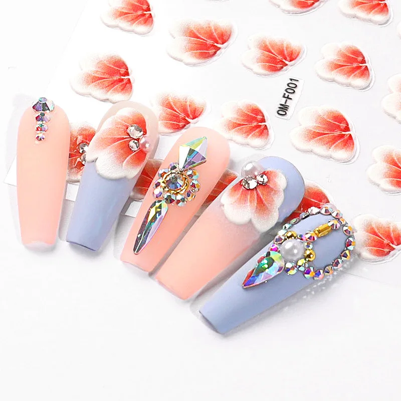 

5D 2022 Embossed Nail Gel Stickers Butterfly Thin 3D Flower Nail Art