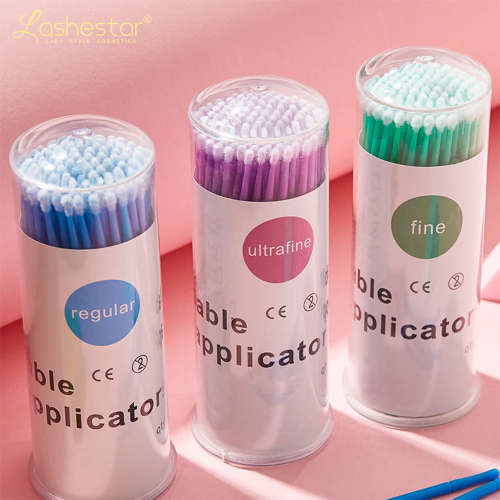 

100pcs Disposable Makeup Eyelash Extension Mini Individual Applicators Home Mascara Brush Cotton Soft Micro Swabs Lash