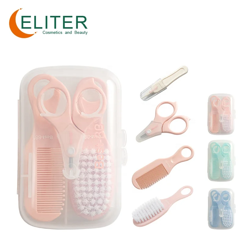

Eliter Amazon Hot Sell In Stock 4 in 1 Baby Brush And Comb Sets Manicure For Babi Baby Grooming Kit With Brush Comb For Newborn