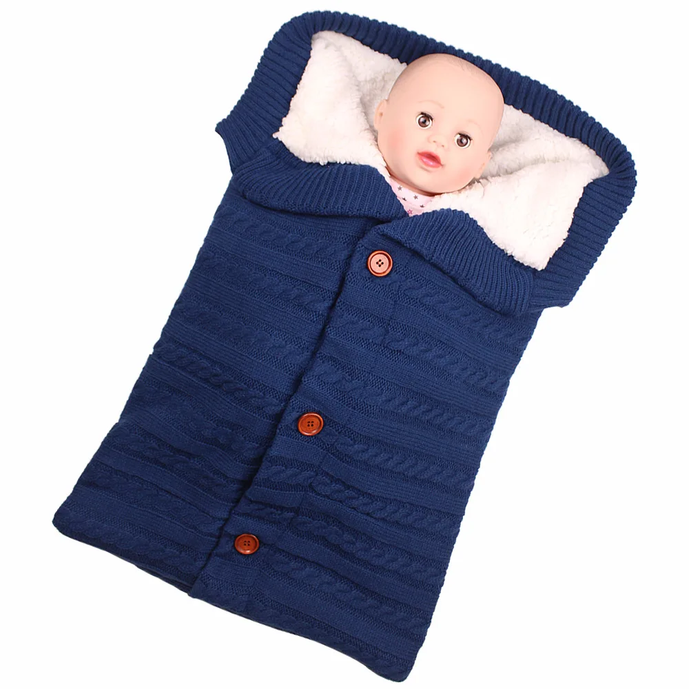 
Baby Sleeping Bag Envelope Winter Kid Sleepsack Footmuff Stroller Knitted Sleep Sack Newborn Swaddle Knit Wool Swaddle Wrap 