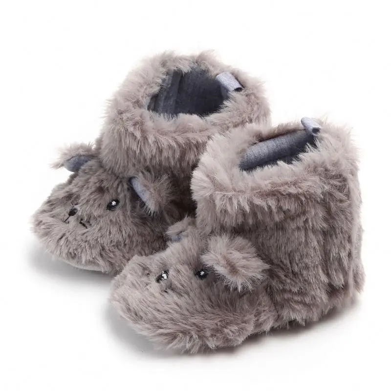

Fashion New fur animal cute warm breathable anti-slip soft sole winter unisex baby toddler shoes, Pink/grey/khaki