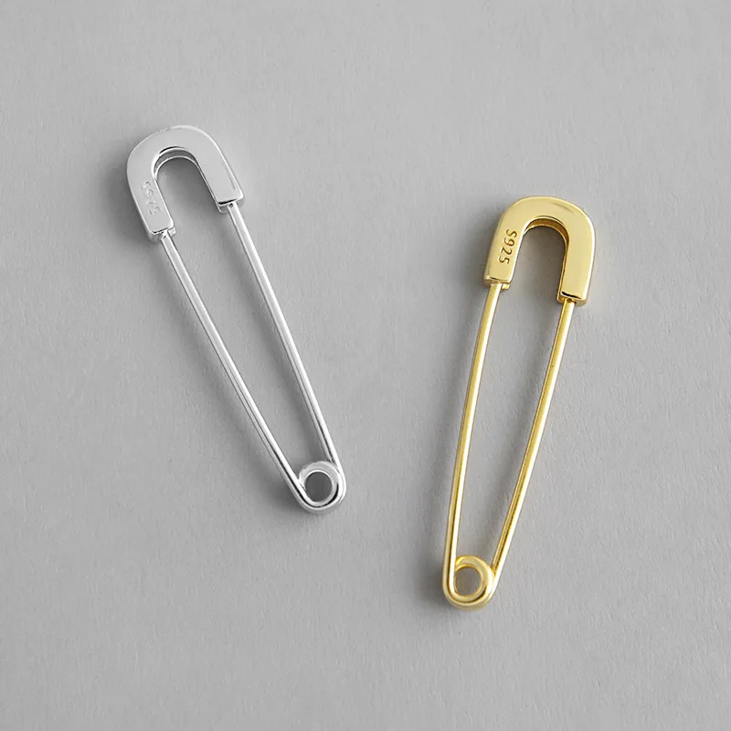 18K gold filled safety pin earrings silver 925 sterling safty pin earring for women
