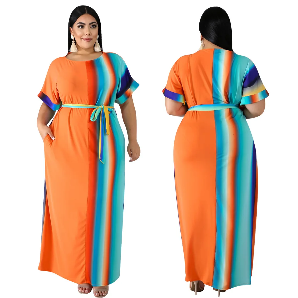 

2020 Popular New Striped Print Dress Plus Size Women Clothing
