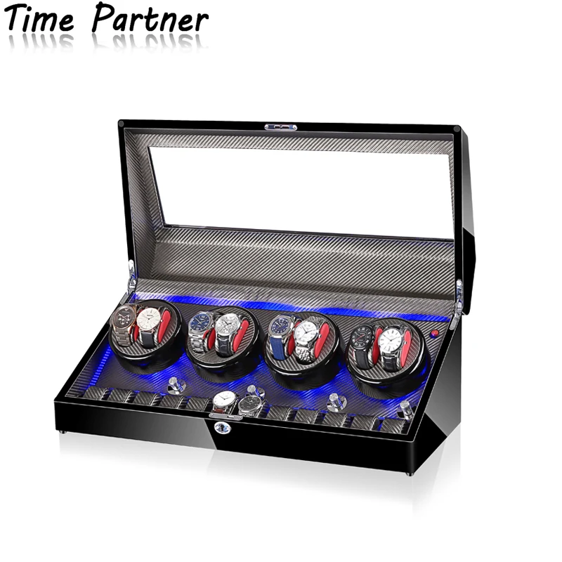 

Time partner watch winder with LED rotatable watch turntable display watch winder box, Customized size