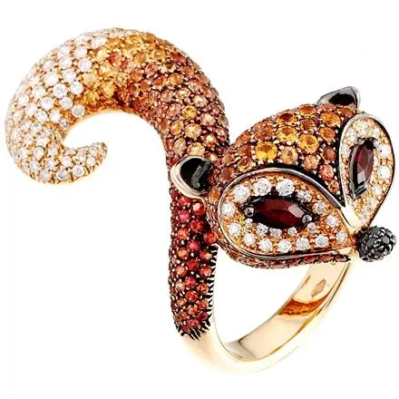 

New gem ring fox ring women animal jewelry ring cute