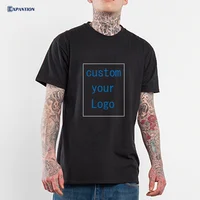 

EXP Male Short Sleeve Crewneck Printable Street Basic T-Shirt 100% Cotton Casual Black Solid Plain Custom Printed Men T Shirt