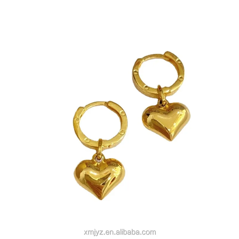 

Certified In Stock Wholesale 5G Gold Earrings Pure 999 New Geometric Ear Studs Women's 24K Hook