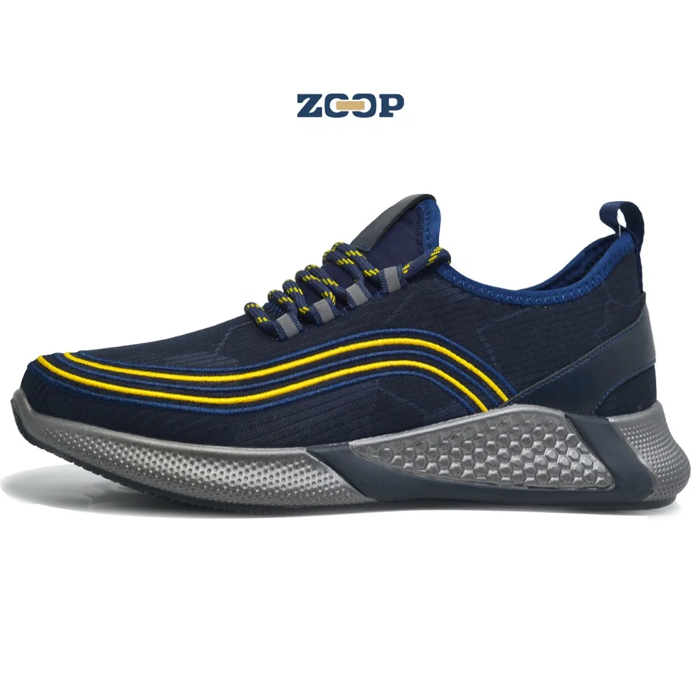 

Navy blue elastic fabric casual sport shoes custom fashion sneaker for men, Blue, white, black