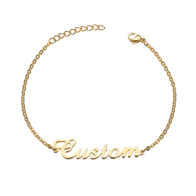 

Amazon Best Selling Stainless Steel DIY Personalised Name Necklace Bracelet 316L Stainless Steel Customized Name Bracelet, Gold silver,rose gold