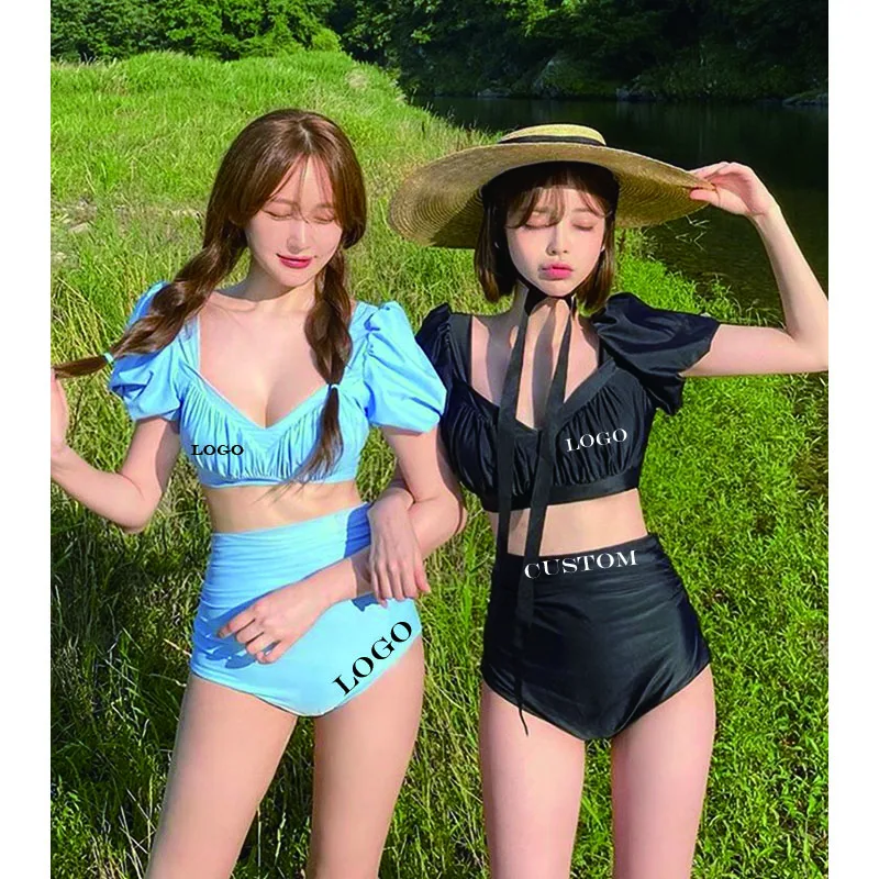 

Free Shipping Solid Color Neon Two Piece Shot Sleeve Beachwear Girls Bathing Suits High Cut Thong Swimwear Women Swimsuit
