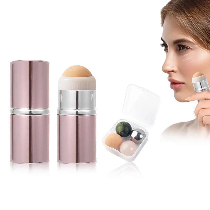 

beauty 2 in 1 facial oil control roller Yingshang volcanic face roller volcanic oil absorbing stone roller with refills