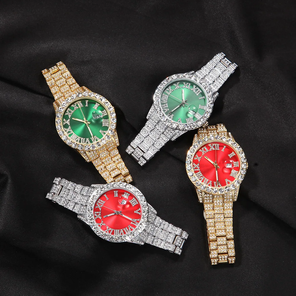 

Diamond Set Watch Hip Hop Fashion Large Dial Quartz Sky Star Diamond Watch, 8 colors