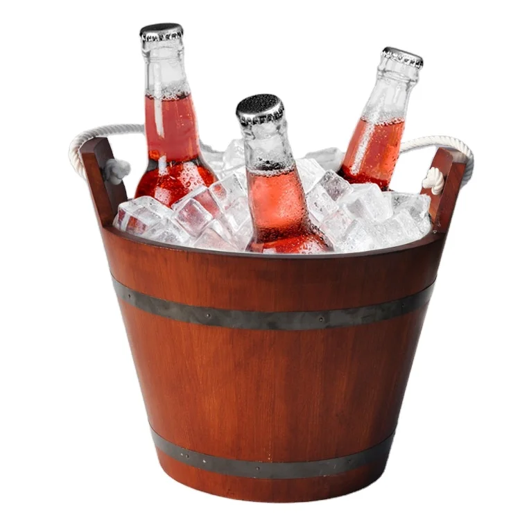 

Wooden liner ice bucket solid wood ice bucket factory direct sales, Wood color