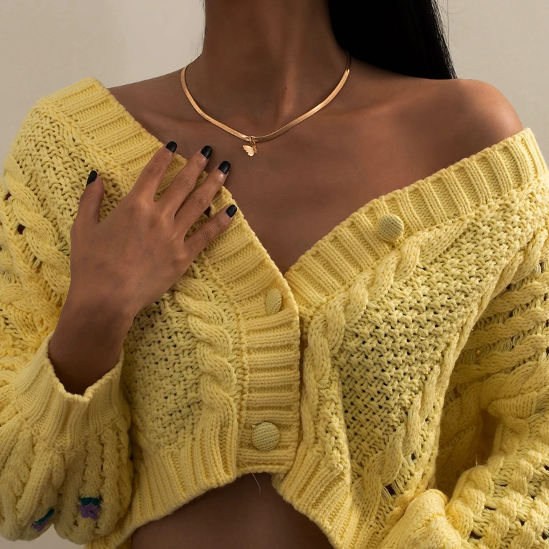 

Simple sexy gold silver color snake chain small butterfly necklace choker