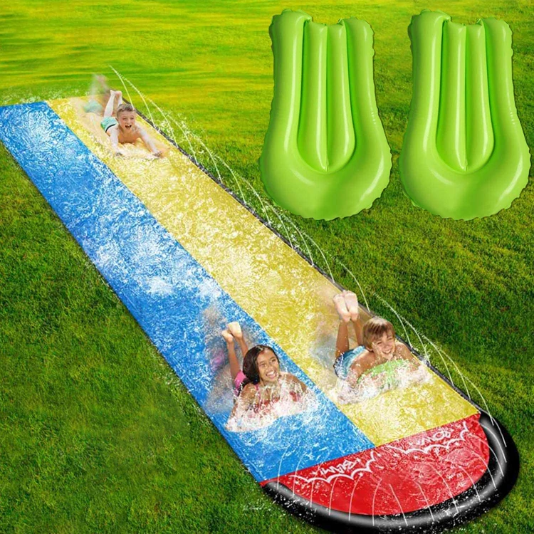 

Double Lane Water Splash Slide Inflatable children water slide lawn sports toy surf Kids outdoor summer Water slide mat slip, Random color