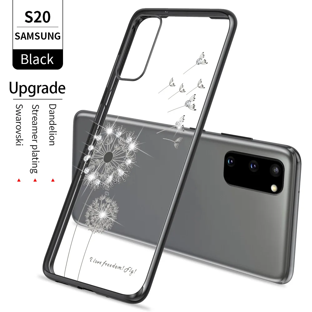 

Best Clear Phone Case Dandelion Designed Silicone Phone Cover for Samsung S20 Note20 S20 Ultra, Clear,clear + eletroplate edge