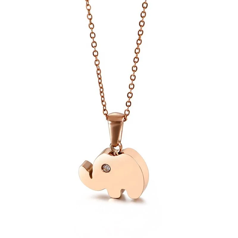 

Hot Sale Fashion Simple Style Korean Design 316L Stainless Steel Animal Pendant Lucky Elephant Pendant Pendant Necklaces, Silver,gold,rose gold