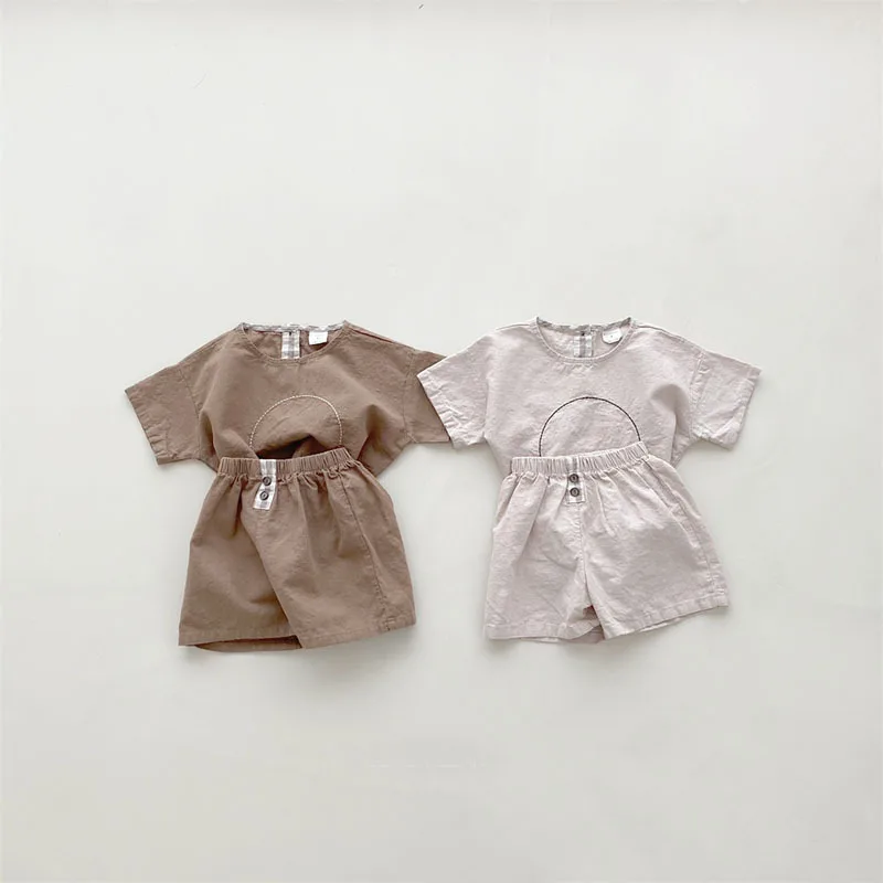 

Summer boutique fashion cute kids clothes short sleeve children t shirt vintage plain branded baby boys clothing set, More colors