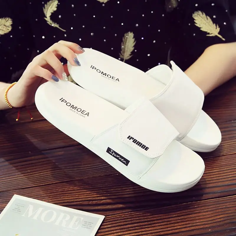 

custom logo high quality blank slide sandal fashion leather slipper promotion flip flops for women, Black ,white