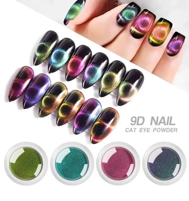 

3D Solid Mirror Powder Magic Cat Eye Metallic Nail Powder Photochromic Glitter Nail Decoration