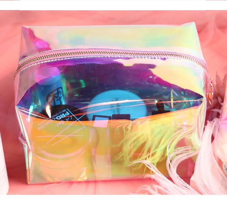 

Waterproof Cosmetic Bags PVC Transparent Zippered Toiletry Bag With Portable Clear Makeup Bag Pouch for Bathroom, Colorful