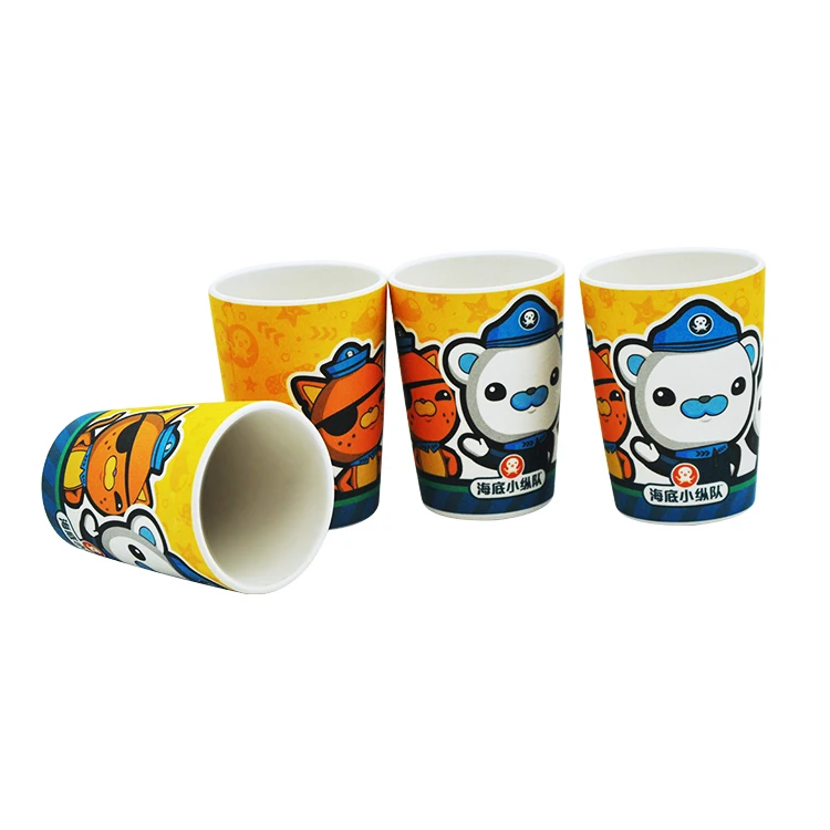

BPA Free reusable kids cartoon drinking cup bamboo fiber milk cup, As picture