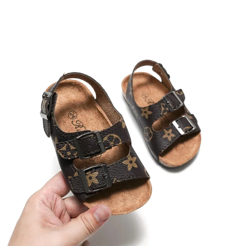 

2022 trendy fashion luxury cork bottom designer slippers kids children boy girls famous brands slides sandals designer slippers, As picture see
