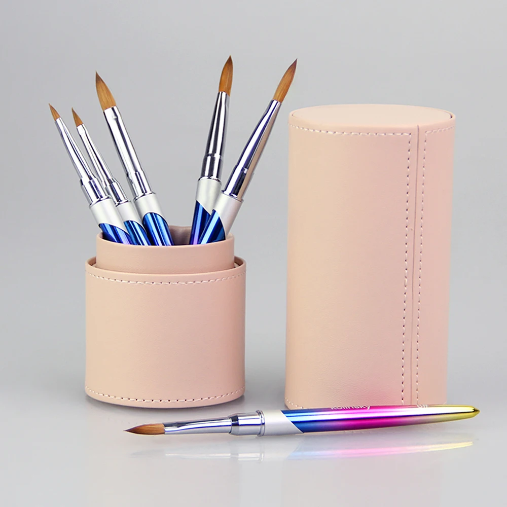 SeeJoy Custom LOGO Beauty Kolinsky Sable Acrylic Nail Art Brush Case with Metal Handle Size #2~#18 PVC Tube Packaging