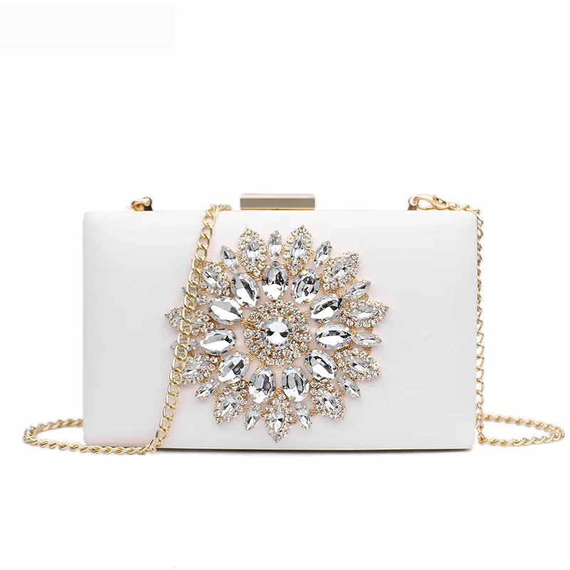 

White Women Clutch Bag Wedding Clutch Purse Bridal Evening Crystal Summer Bags for Women Luxury Small Crossbody Bags side purse