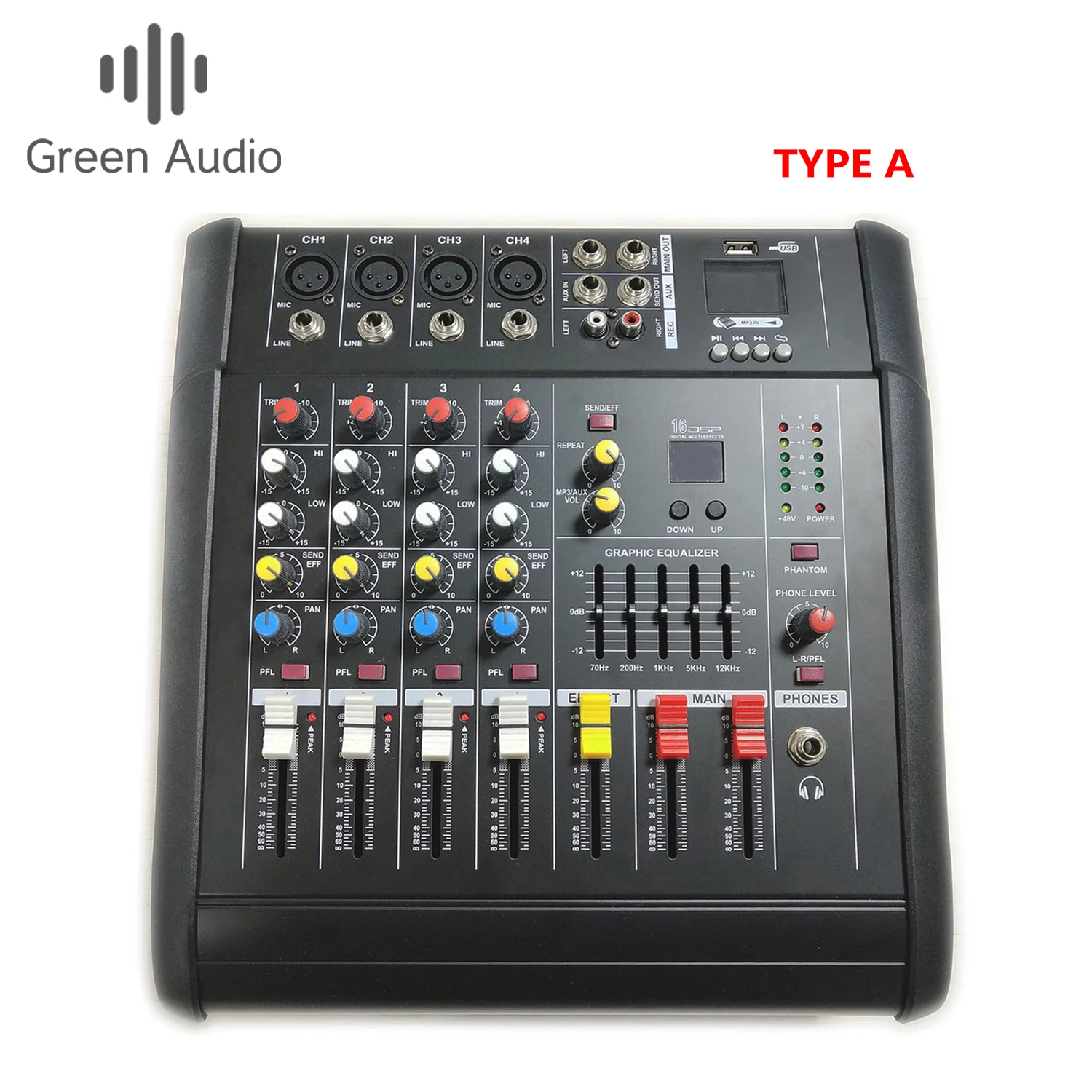 

GAX-402D Professional Audio Mixer with USB DJ Sound Mixing Console MP3 Jack 4 Channel Karaoke Amplifier For Karaoke KTV