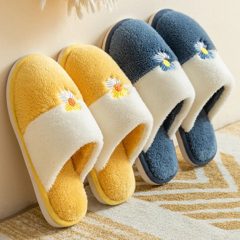 

2021 Cotton Slippers Men's Winter Thick-soled Warm Shoes Plush Indoor Couple Household Cotton Slippers