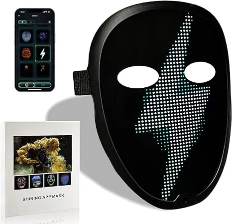 2024 New Led Mask with Rechargeable App Wireless Controlled Shining Mask LED Lighted Face Transforming Mask