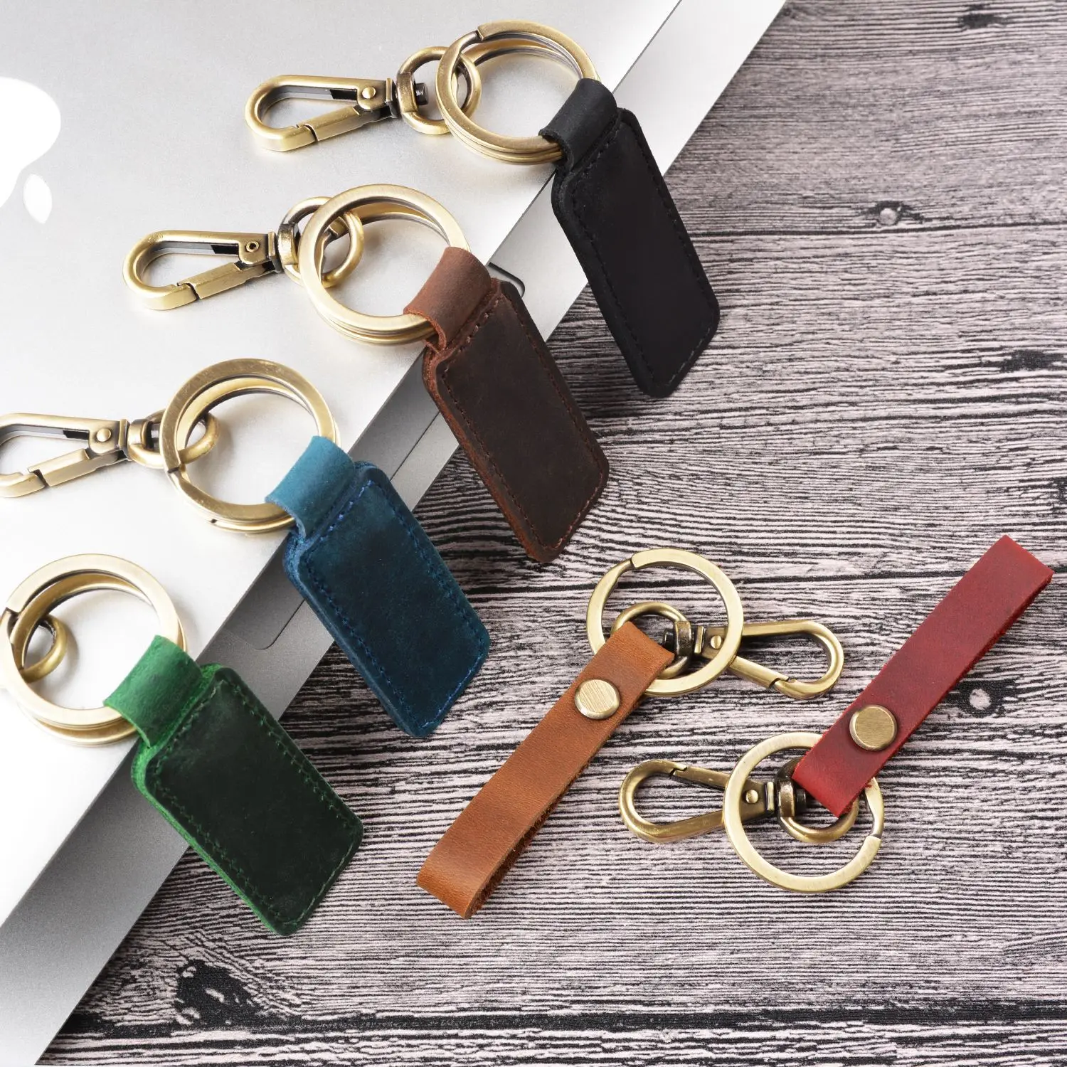 

Jachon Handmade Genuine Leather Keychain Key Chain Ring for Home Car Key Fob Support Customize LOGO