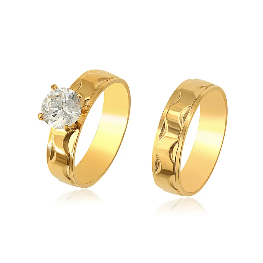 

R-148 xuping jewelry Dubai's simple and elegant diamond-studded exquisite workmanship 24K gold-plated wedding ring set