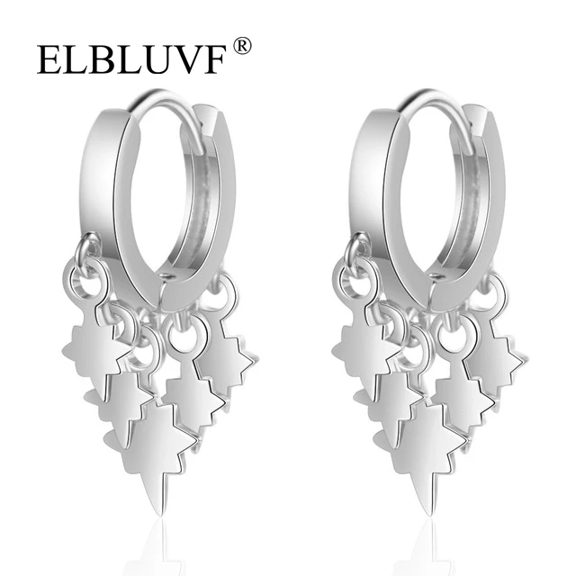

ELBLUVF 2020 New Fashionable White Copper Platinum Gold Plated Korean Maple Leaves Earrings For Women, Gold. platinum