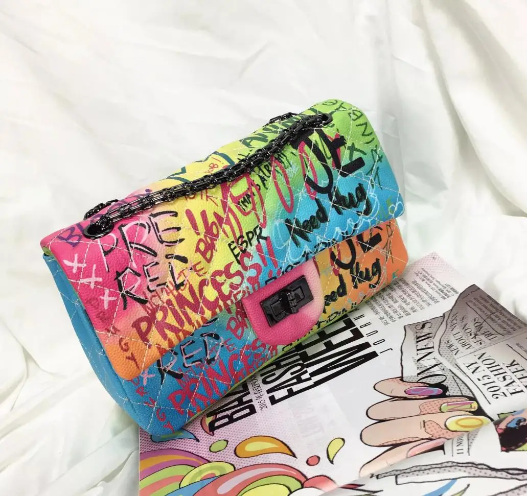 

Drop shipping graffiti bags lady hand bag on sale wholesale designer handbags purse handbags for women, Customizable