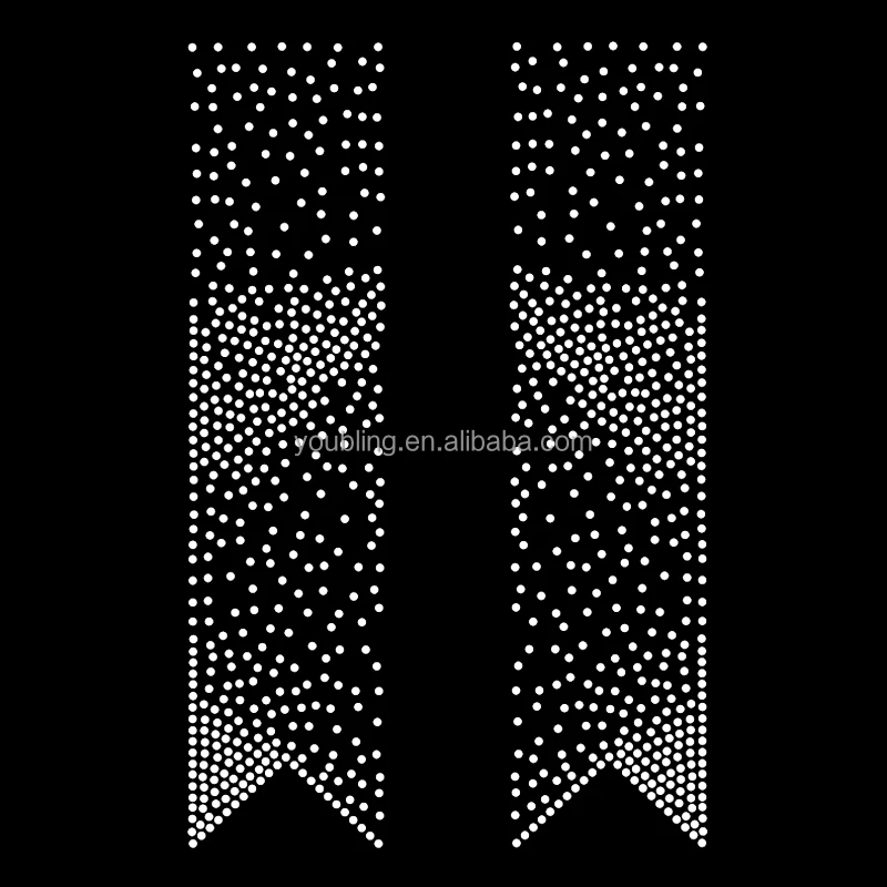 Free Shipping Sparkle Hot Fix Rhinestone Cheer Bow Strip Iron on Rhinestones Transfer Design Motif for Bow Use in V Cutting