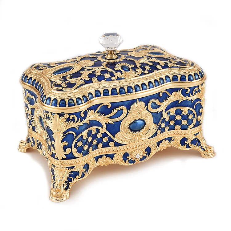 

hot sale stock dubai colorful with mirror partition gold metal packing box jewelry