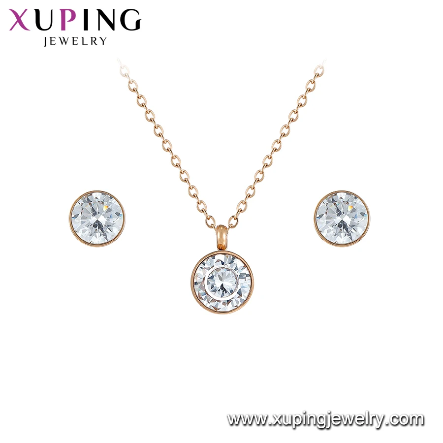 Yxs-549 Xuping Fashion Jewelry Set Rose Gold Plated Stainless Steel ...