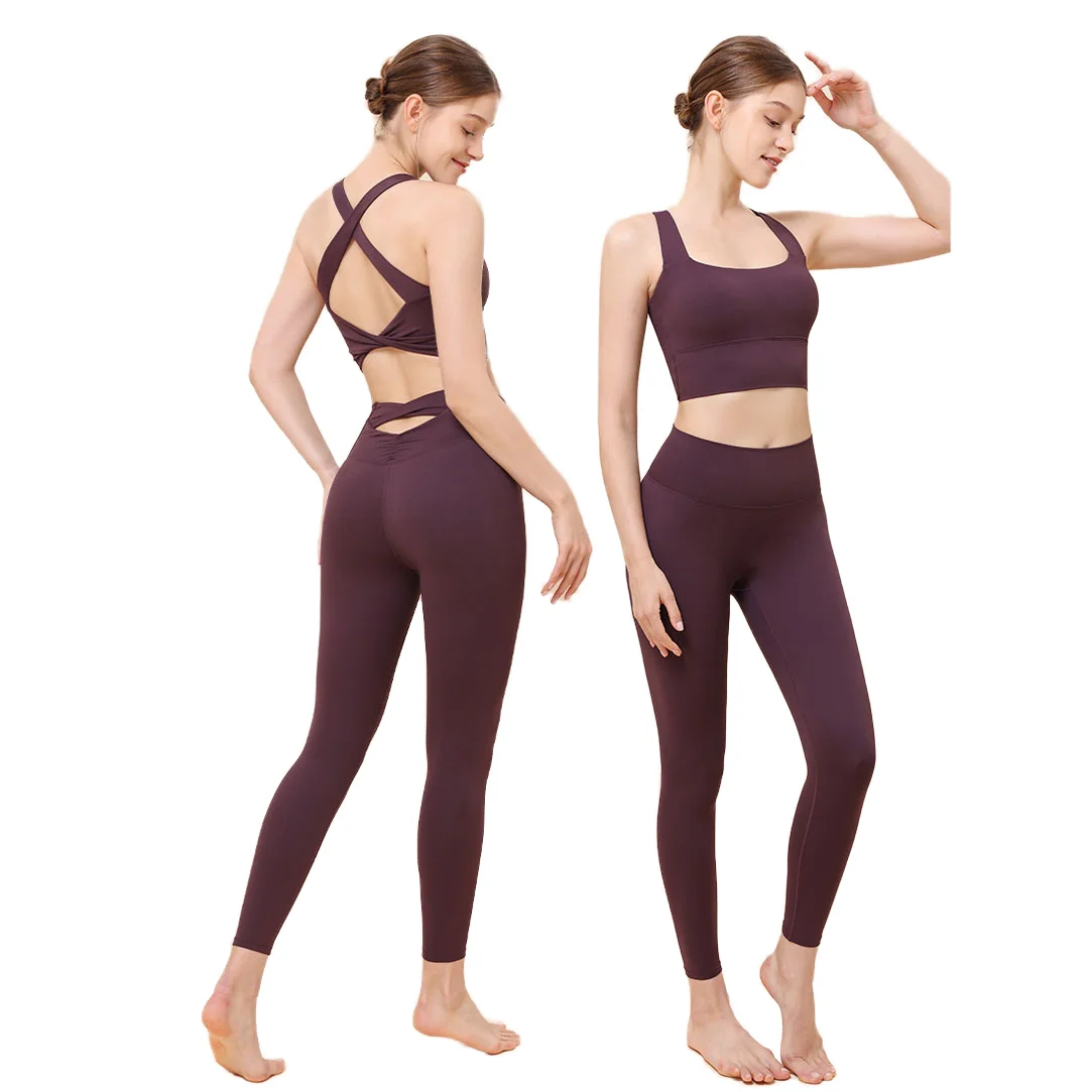 2-Piece Set High-Waisted交叉背with瑜伽服套装