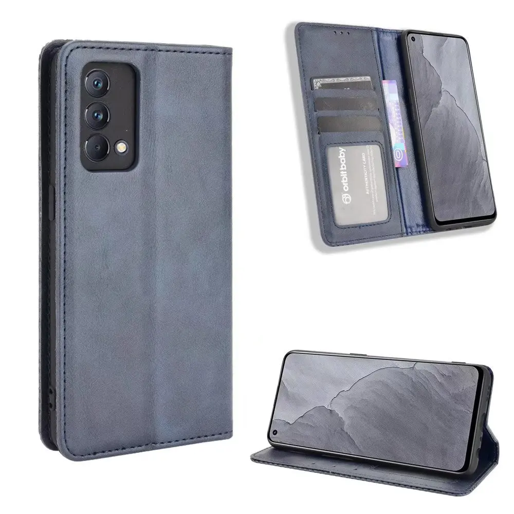 

Retro Flip Wallet Leather Case Cover For OPPO Realme GT, As pictures