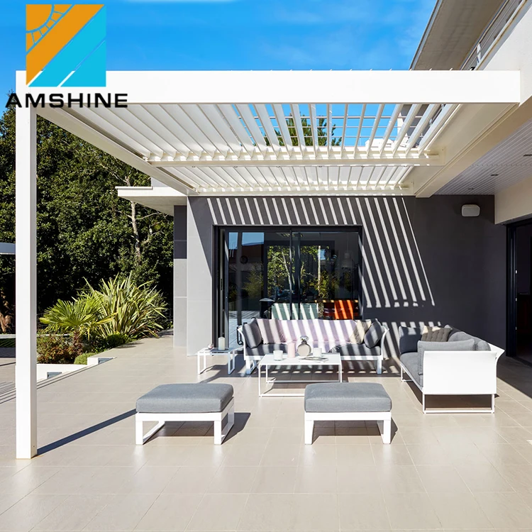 

Strong waterproof electric shutter motorized bioclimatic aluminum electric pergola roof, Customized colors