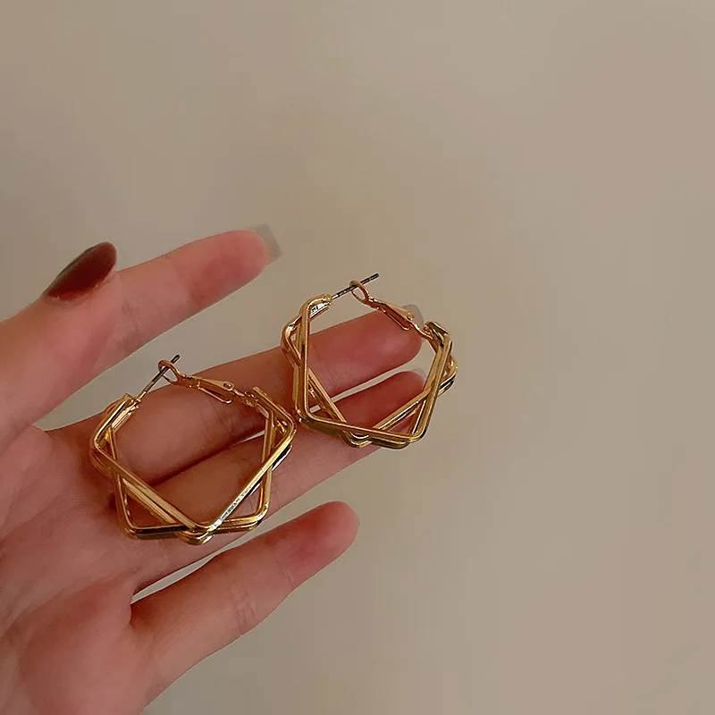 

new design hollow square hoop earrings women