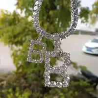 

18k gold plated high quality diamond tennis initial letter necklace for women 2019