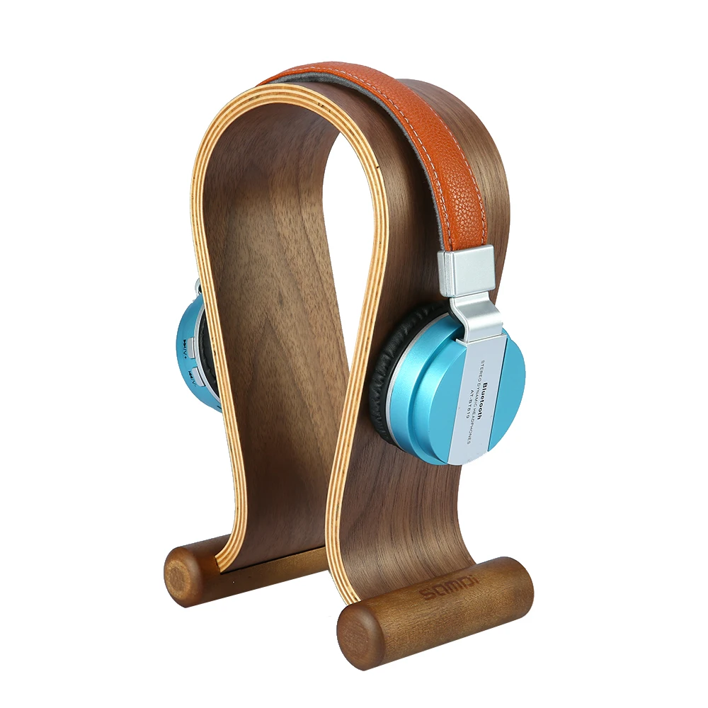 

SAMDI Walnut Wooden Gaming Headset Stand Holder For Laptop Desktop Smartphone Headphone Stand Holder Hanger Practical