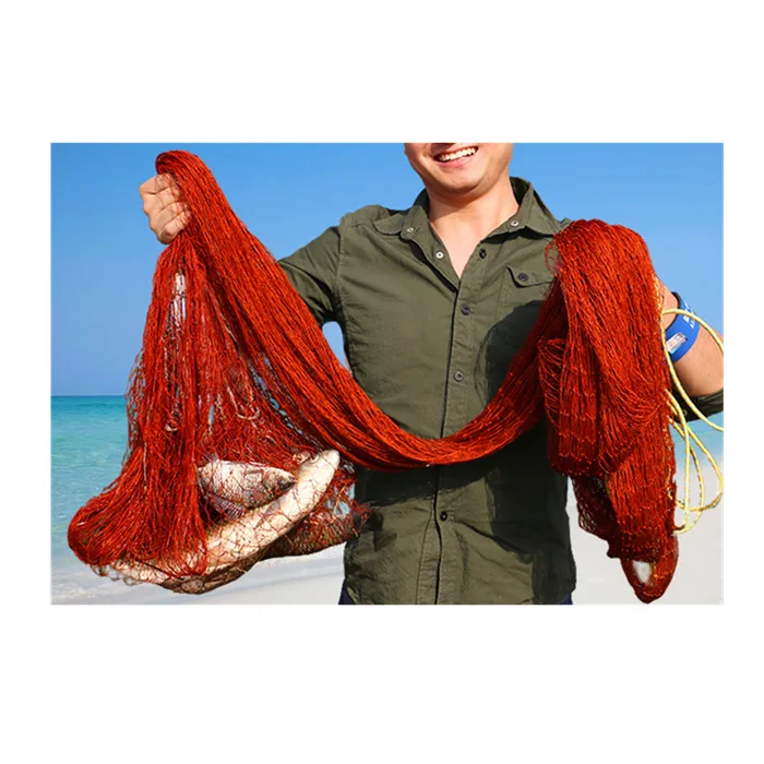 

Fishing Nylon Multifilament Cast Nets 12 Feet 3/8" Mesh Size cast net with iron chain sinker, White/brown