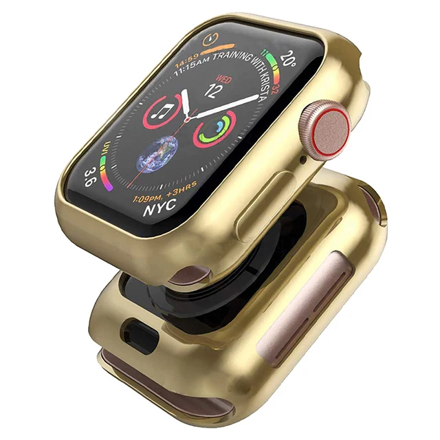 

For Apple Watch 4 anti-drop TPU plating transparent soft full protective watch case, Multicolor
