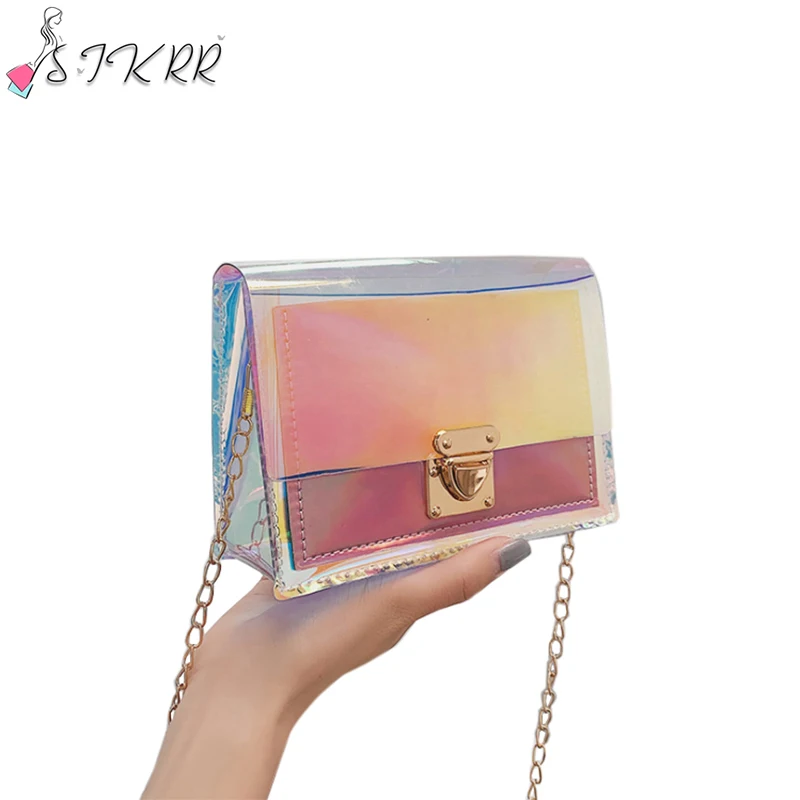 

2021 fashion new laser waterproof mini chain bag women shoulder crossbody purse handbag
