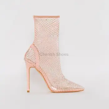 mesh diamante heels